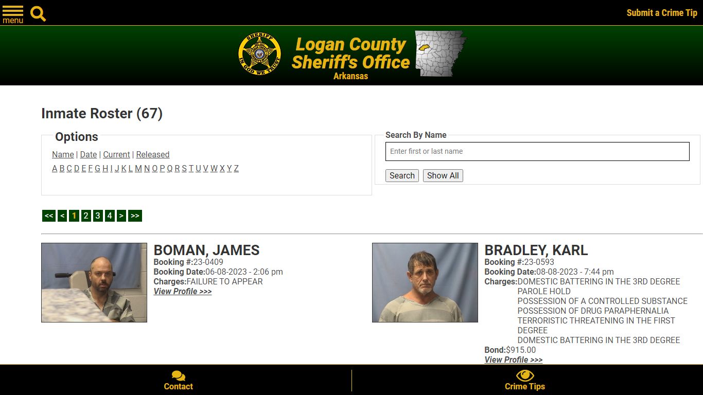 Inmate Roster - Current Inmates - Logan County Sheriff's Office, Arkansas